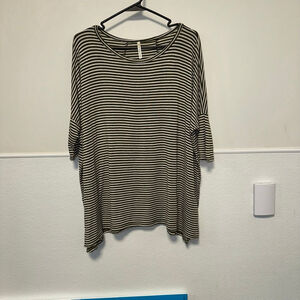 Women's mittoshop Striped Top Size S/M Green and White Oversized